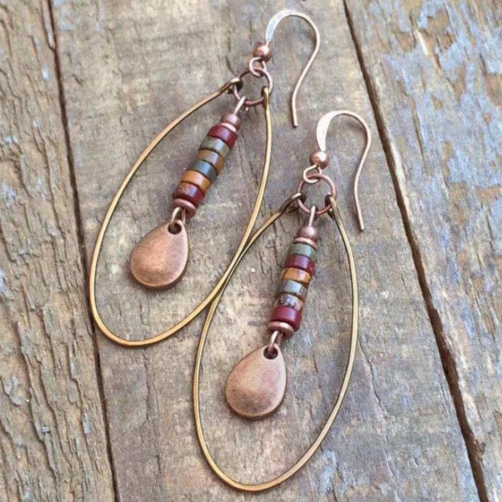 🦋 Boho Beaded Drop Earrings